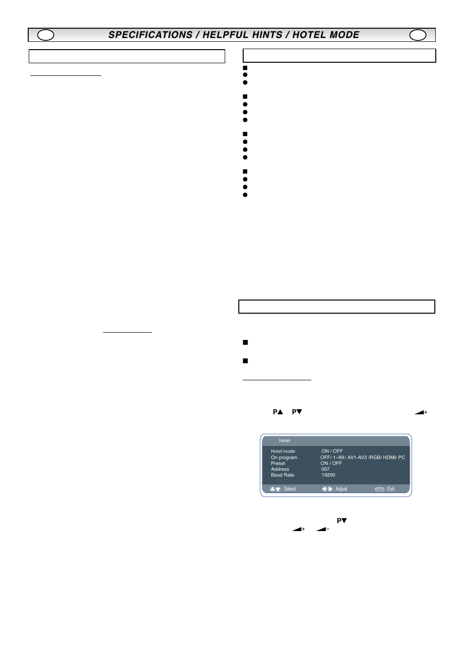 Specifica, Specification helpful hints, Specification | Sanyo CE32LM4WPR-E User Manual | Page 12 / 15