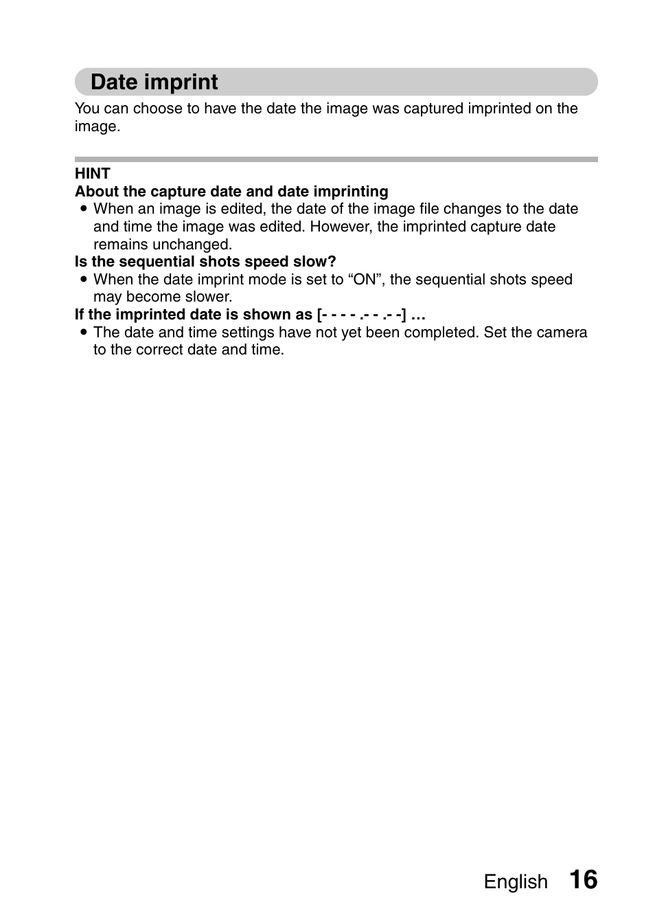 Date imprint, English | Sanyo VPC-X1200GX User Manual | Page 18 / 60