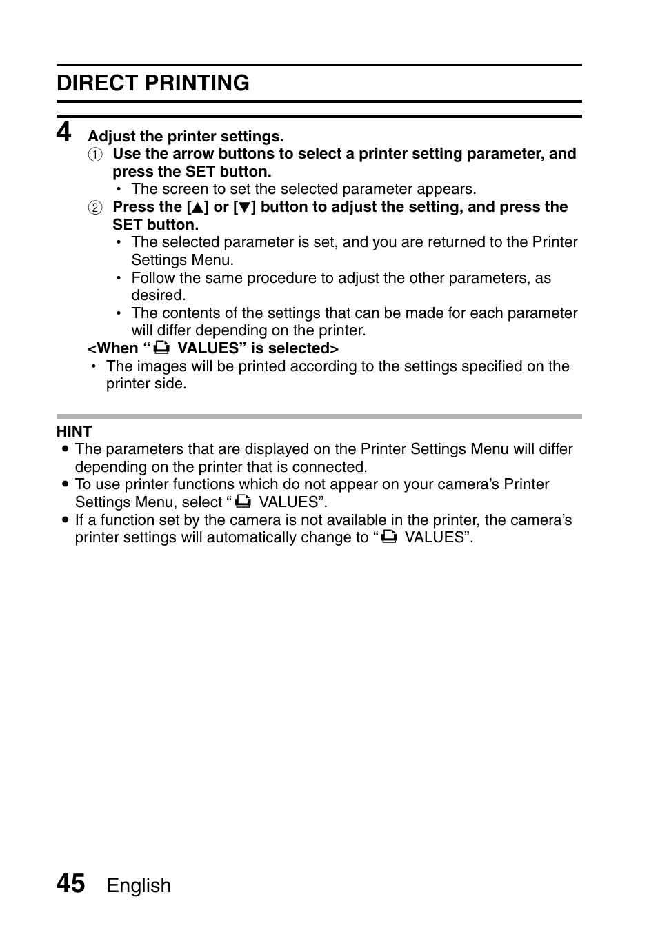 Direct printing, English | Sanyo VPC-X1200GX User Manual | Page 47 / 60