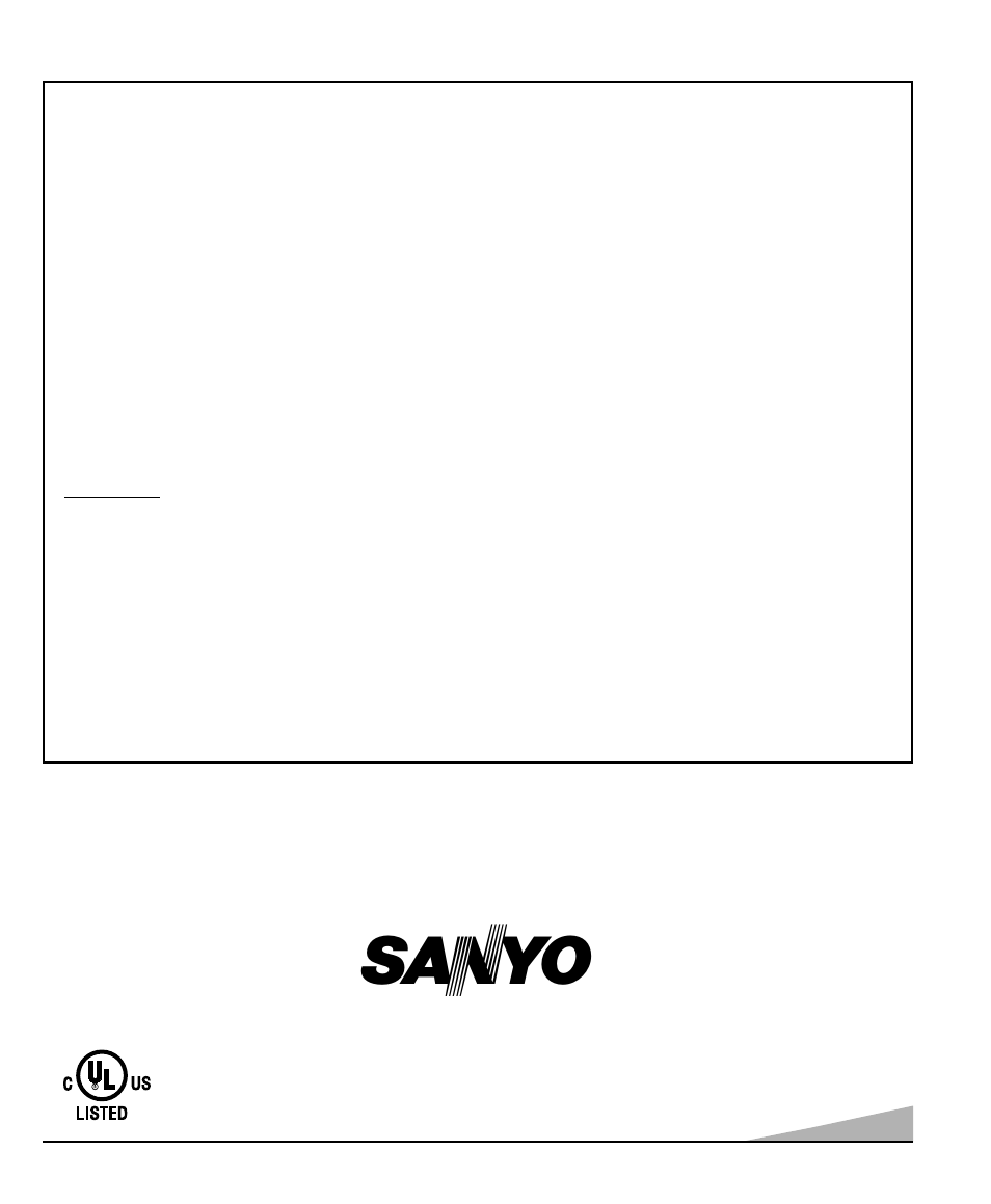 United states and canada warranty | Sanyo DS25520 User Manual | Page 17 / 48