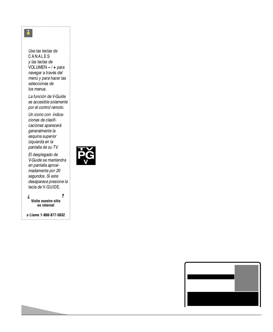 Informacíon de guía-v, Operacion de guía-v, Consejos rápidos | Sanyo DS25520 User Manual | Page 30 / 48