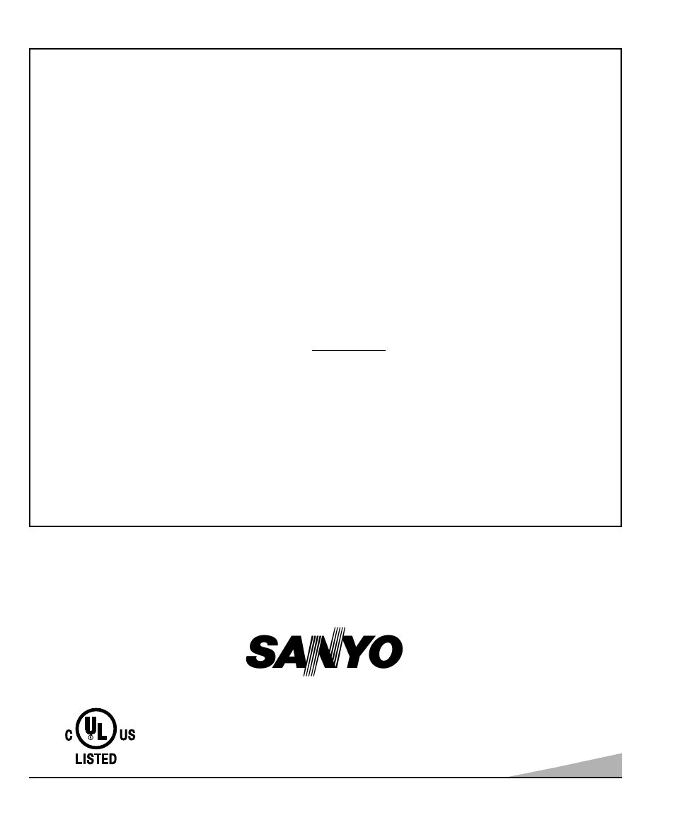 Garantie pour le canada et les états-unis, Garantie limitée d’un an | Sanyo DS25520 User Manual | Page 47 / 48