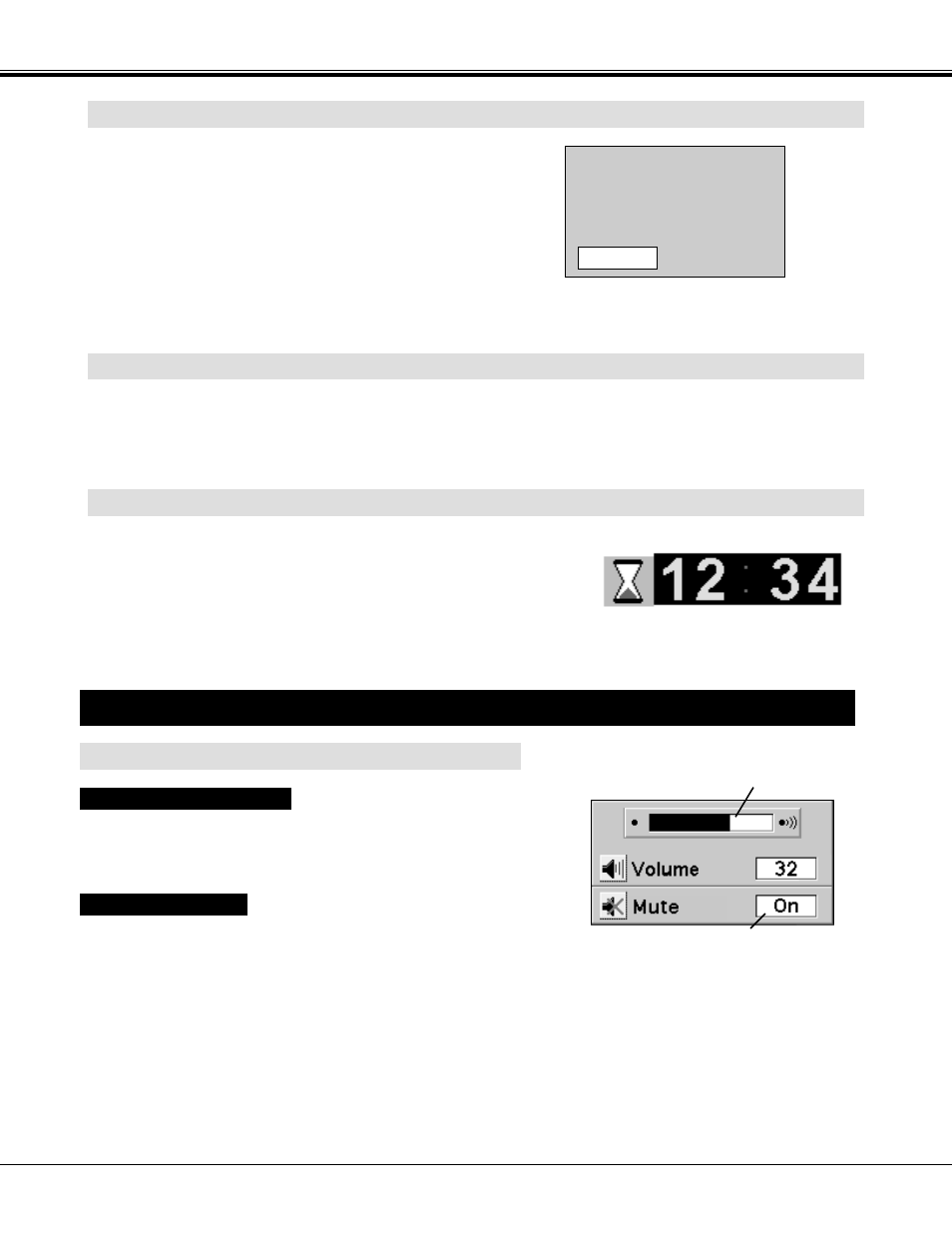 Sound adjustment, No show function picture freeze function, P-timer function basic operation | Direct operation | Sanyo PLC-XF20 User Manual | Page 25 / 52