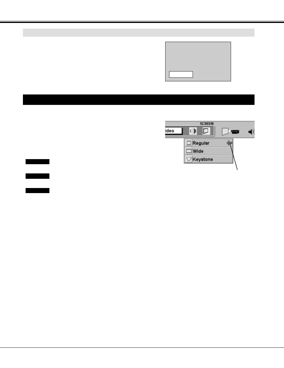 Picture screen adjustment, Video mode, Normal function | Sanyo PLC-XF20 User Manual | Page 38 / 52