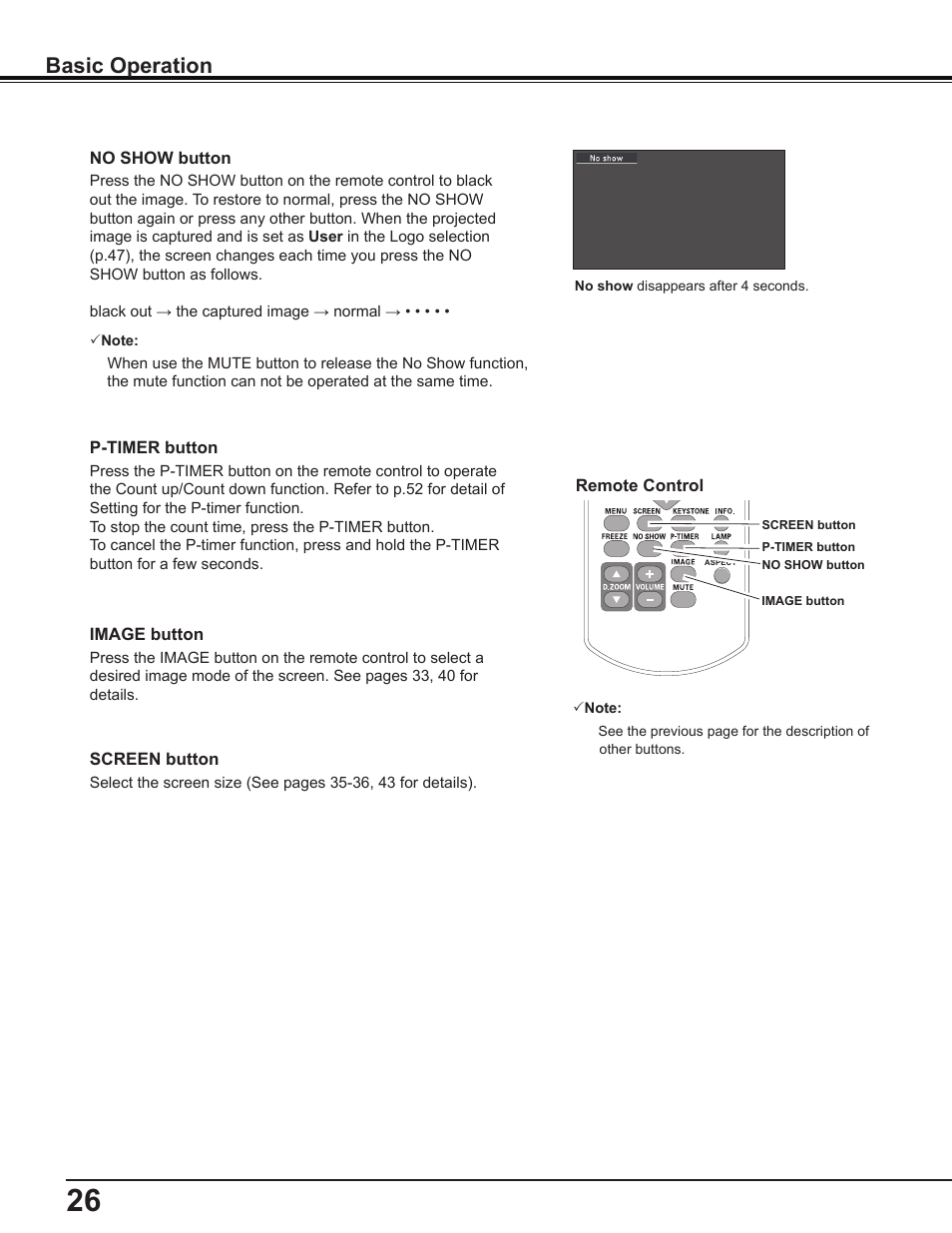 Basic operation | Sanyo PLC-WL2503A User Manual | Page 26 / 78