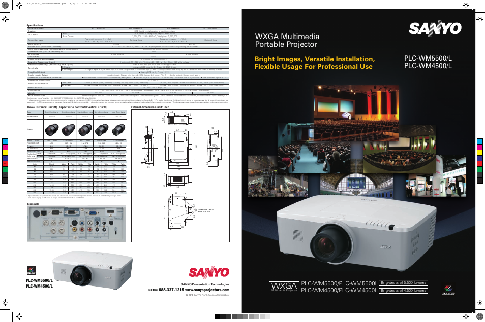 Wxga, Sanyo p resentation technologies | Sanyo WXGA PLC-WM5500 User Manual | Page 2 / 2