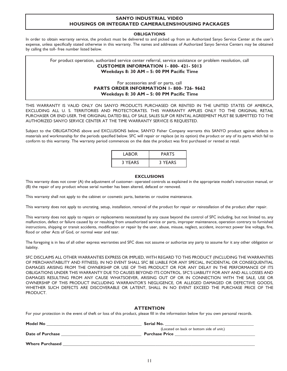 Sanyo VSE-2300 User Manual | Page 11 / 12