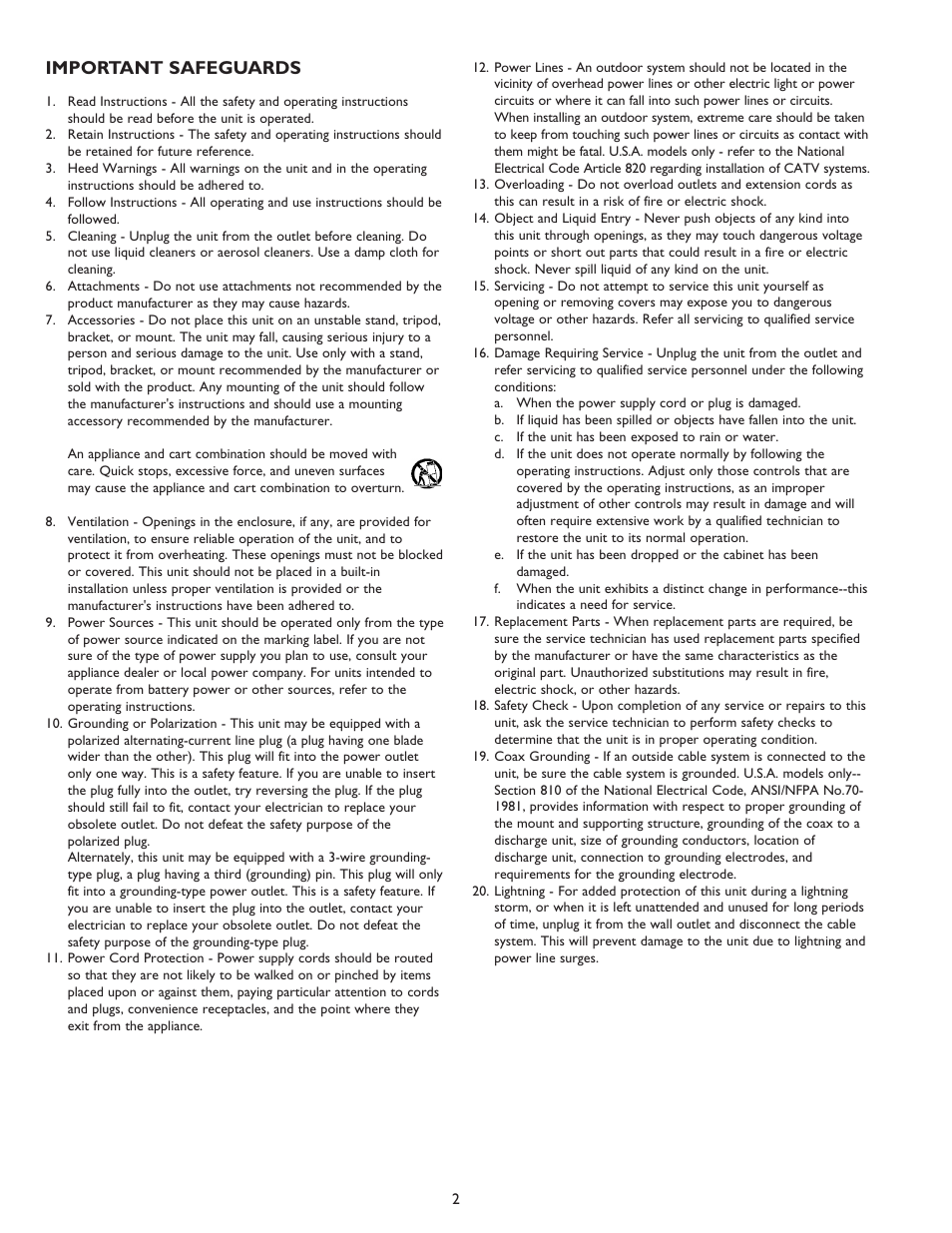 Important safeguards | Sanyo VSE-2300 User Manual | Page 2 / 12