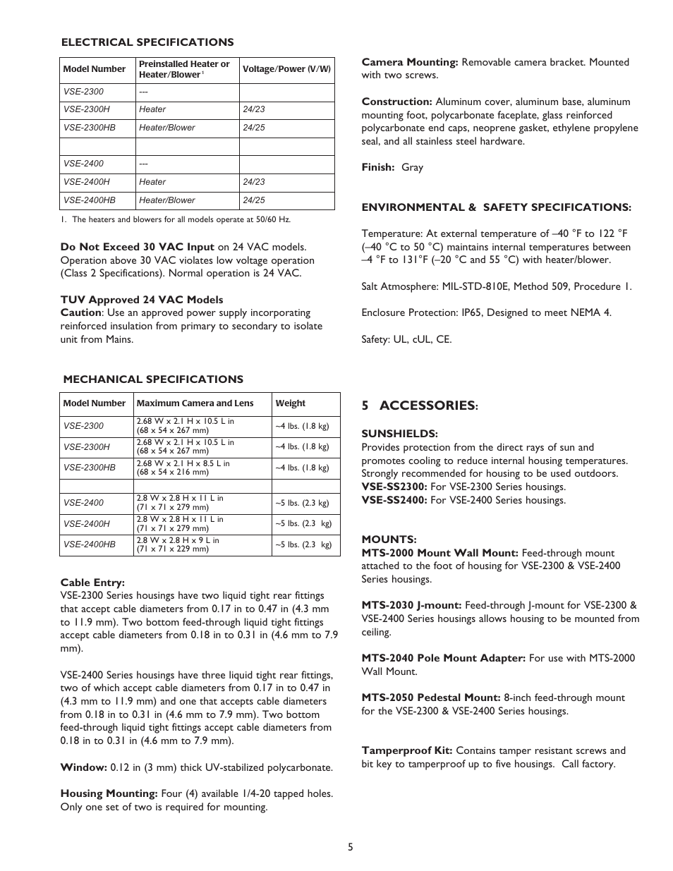 5 accessories | Sanyo VSE-2300 User Manual | Page 5 / 12