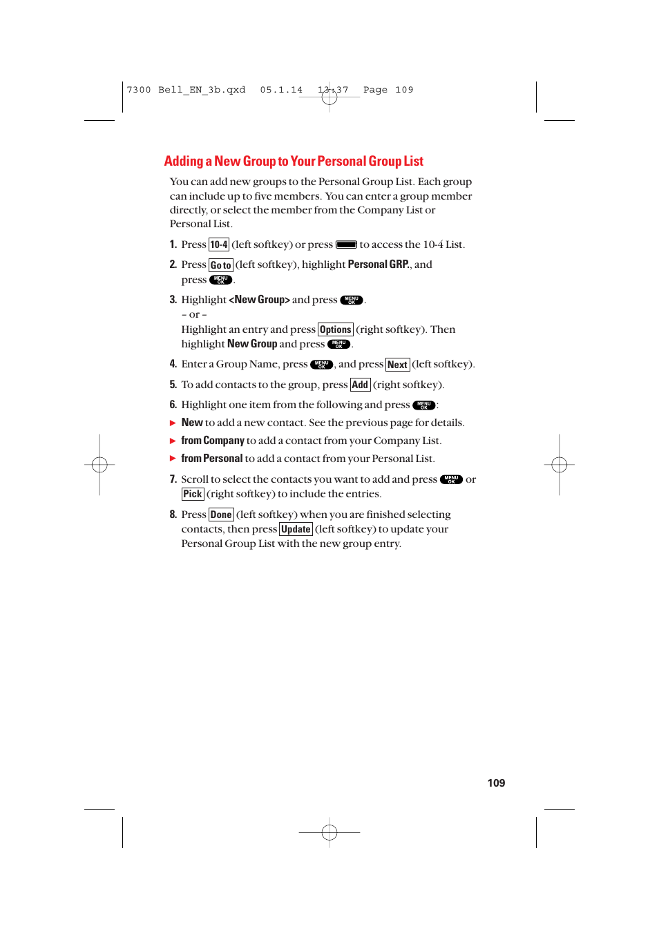 Adding a new group to your personal group list | Sanyo SCP-7300 User Manual | Page 117 / 161