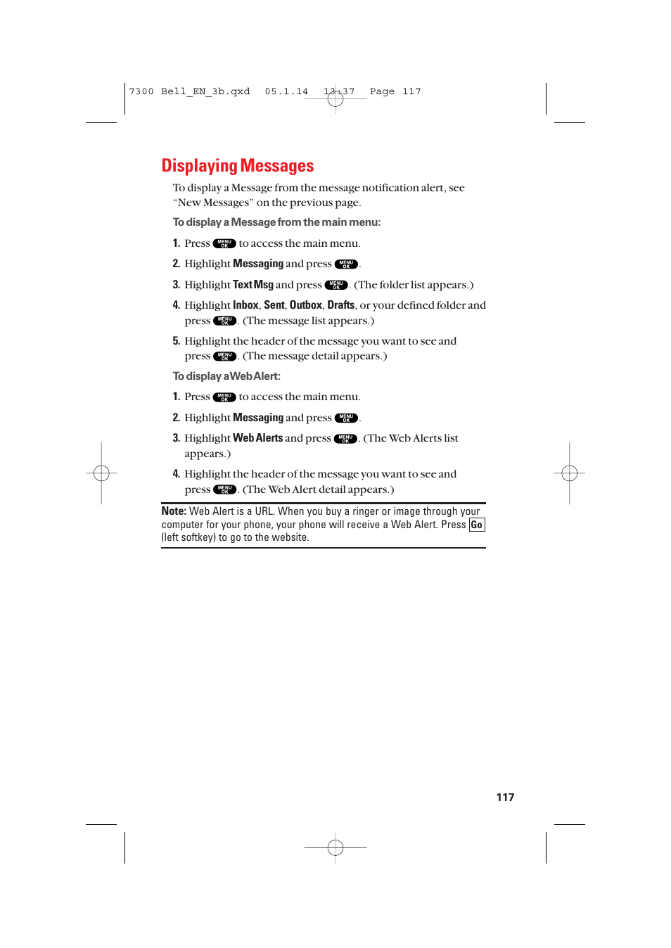 Displaying messages | Sanyo SCP-7300 User Manual | Page 125 / 161