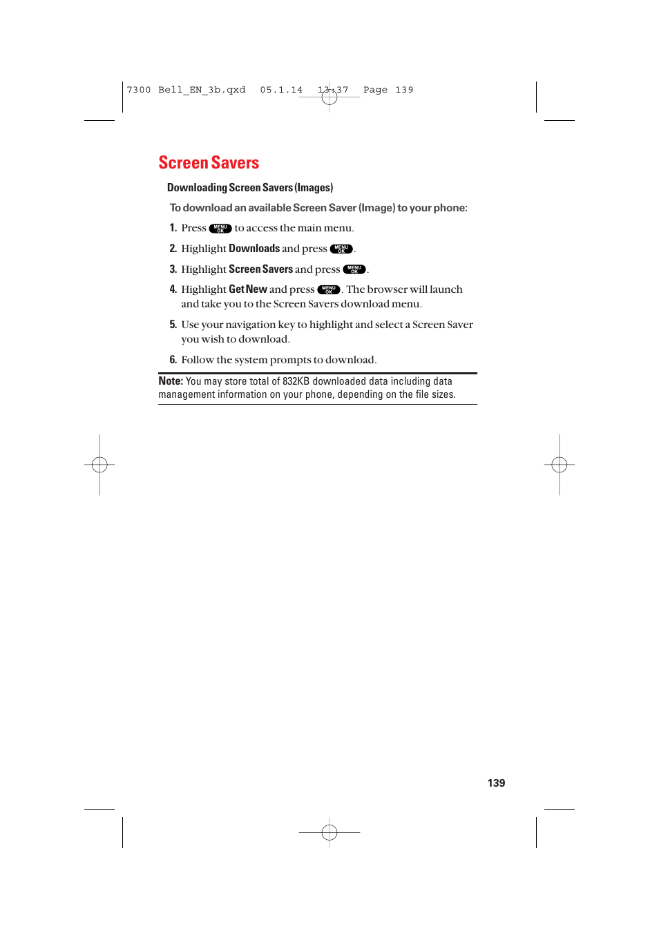 Screen savers | Sanyo SCP-7300 User Manual | Page 147 / 161