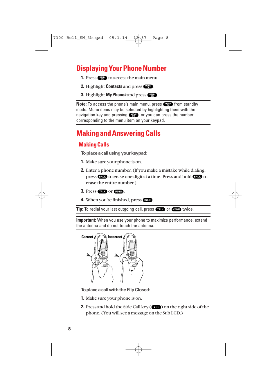 Displaying your phone number, Making and answering calls, Making calls | Sanyo SCP-7300 User Manual | Page 16 / 161