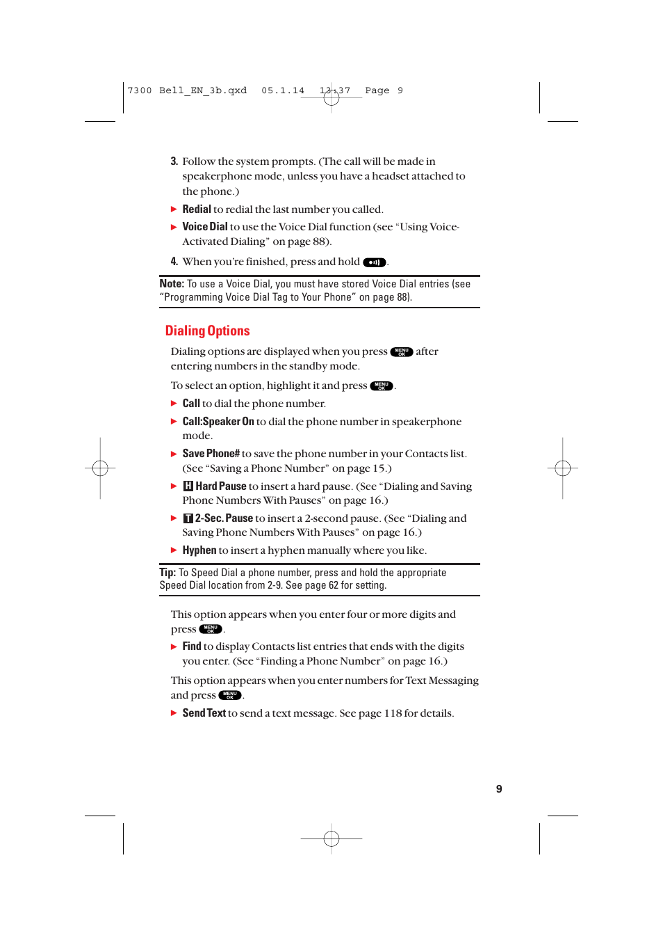 Dialing options | Sanyo SCP-7300 User Manual | Page 17 / 161