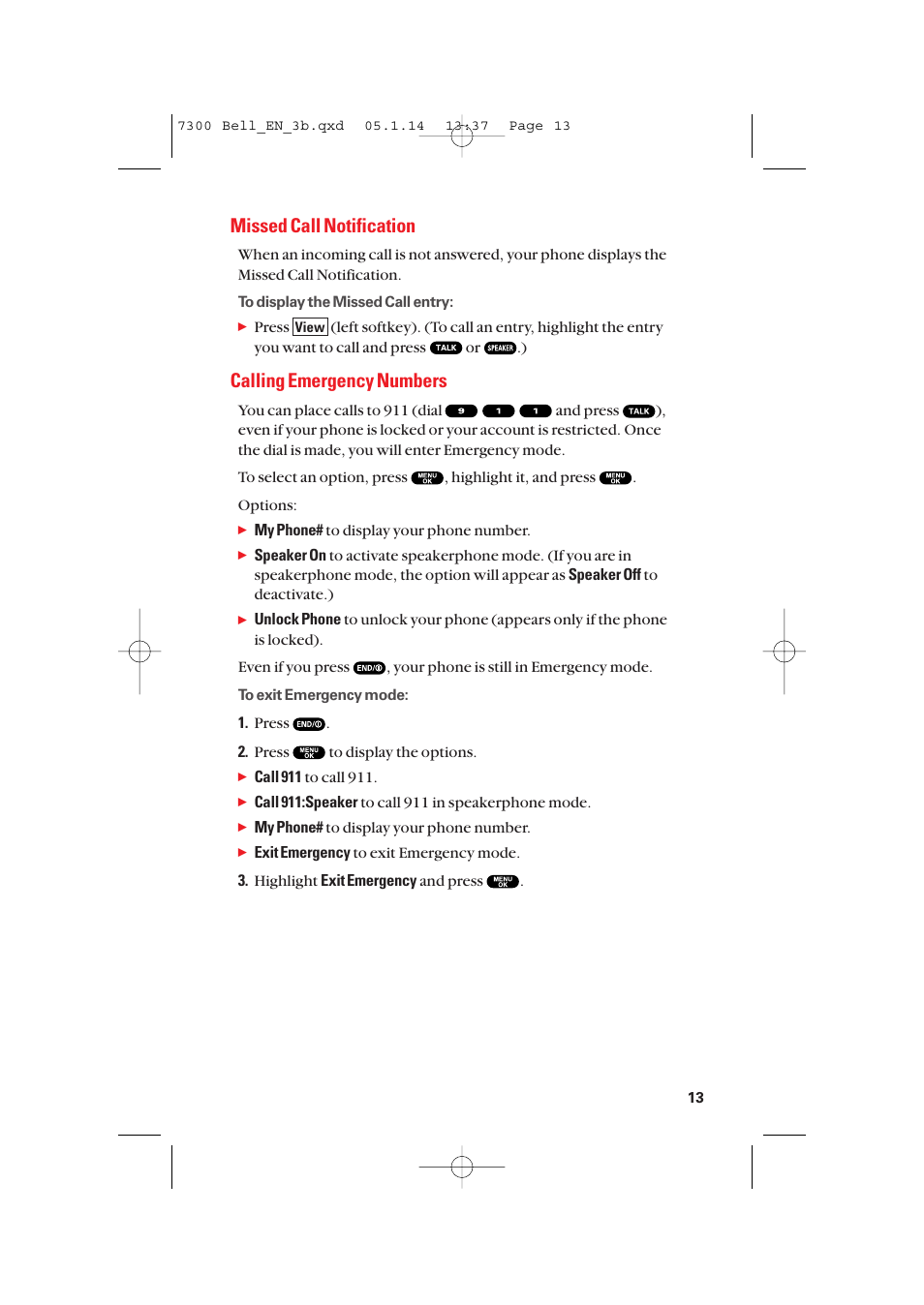 Missed call notification, Calling emergency numbers | Sanyo SCP-7300 User Manual | Page 21 / 161