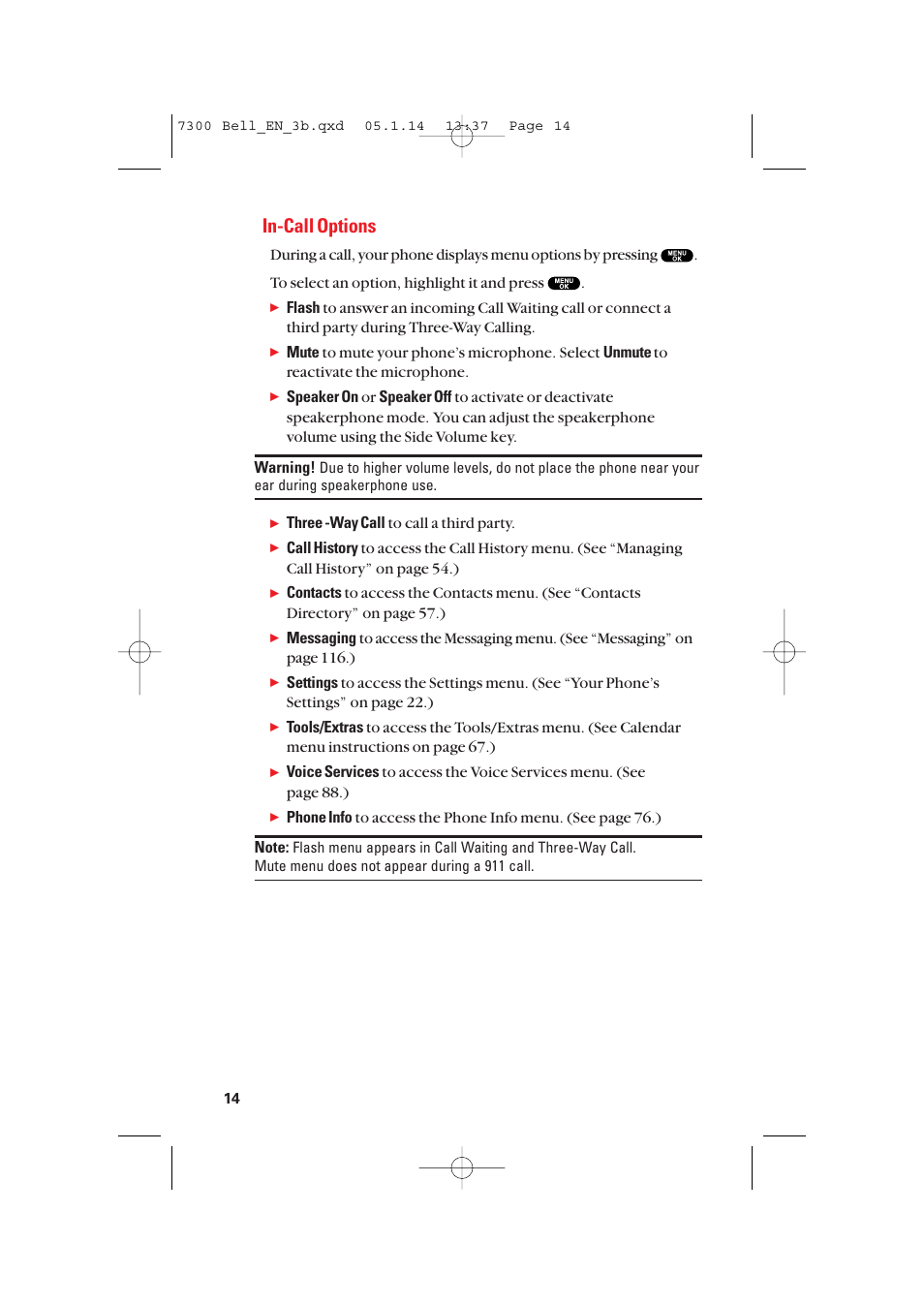 In-call options | Sanyo SCP-7300 User Manual | Page 22 / 161