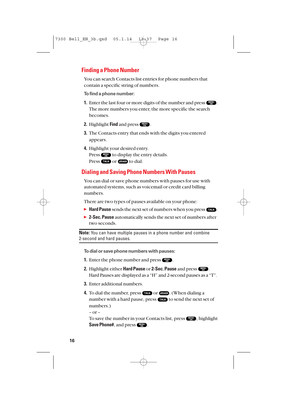 Finding a phone number, Dialing and saving phone numbers with pauses | Sanyo SCP-7300 User Manual | Page 24 / 161