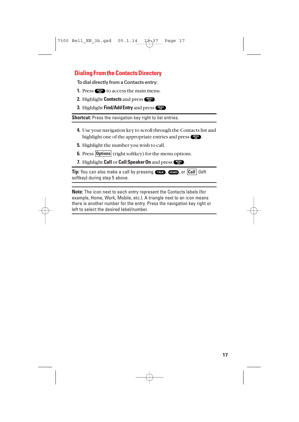 Dialing from the contacts directory | Sanyo SCP-7300 User Manual | Page 25 / 161