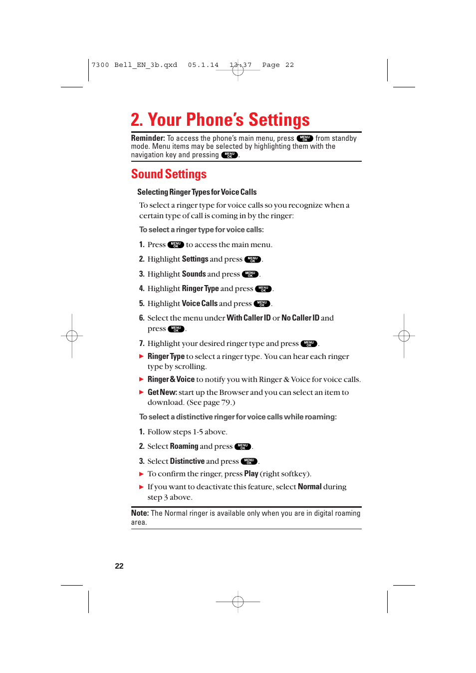Your phone’s settings, Sound settings | Sanyo SCP-7300 User Manual | Page 30 / 161