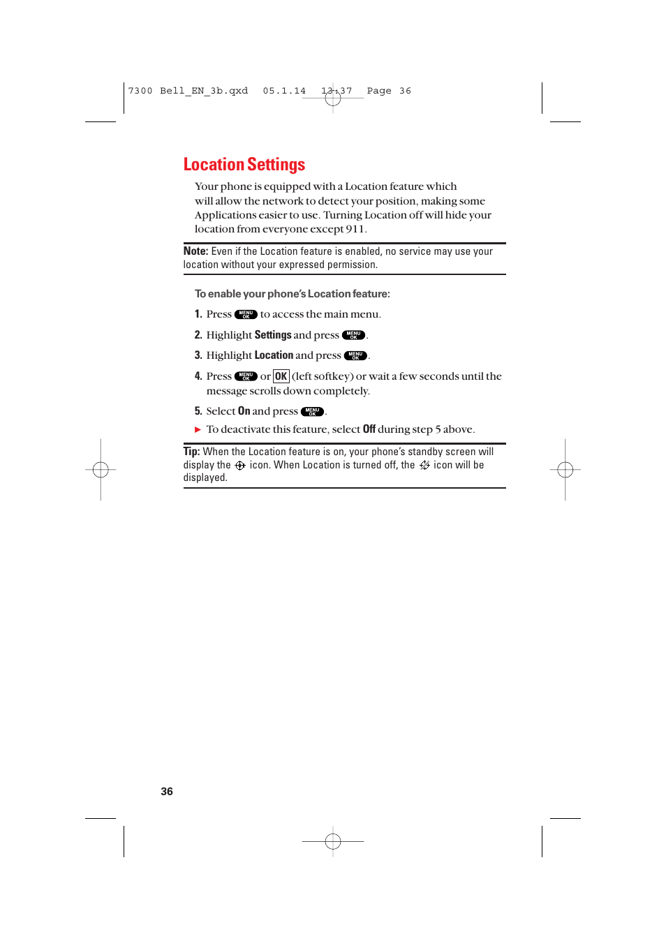 Location settings | Sanyo SCP-7300 User Manual | Page 44 / 161