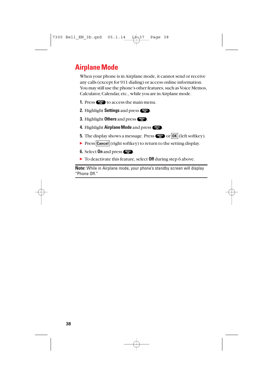Airplane mode | Sanyo SCP-7300 User Manual | Page 46 / 161