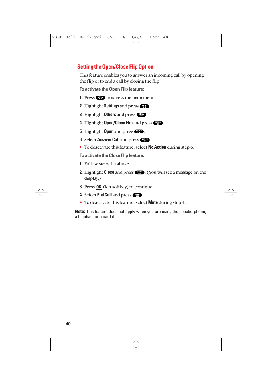 Setting the open/close flip option | Sanyo SCP-7300 User Manual | Page 48 / 161
