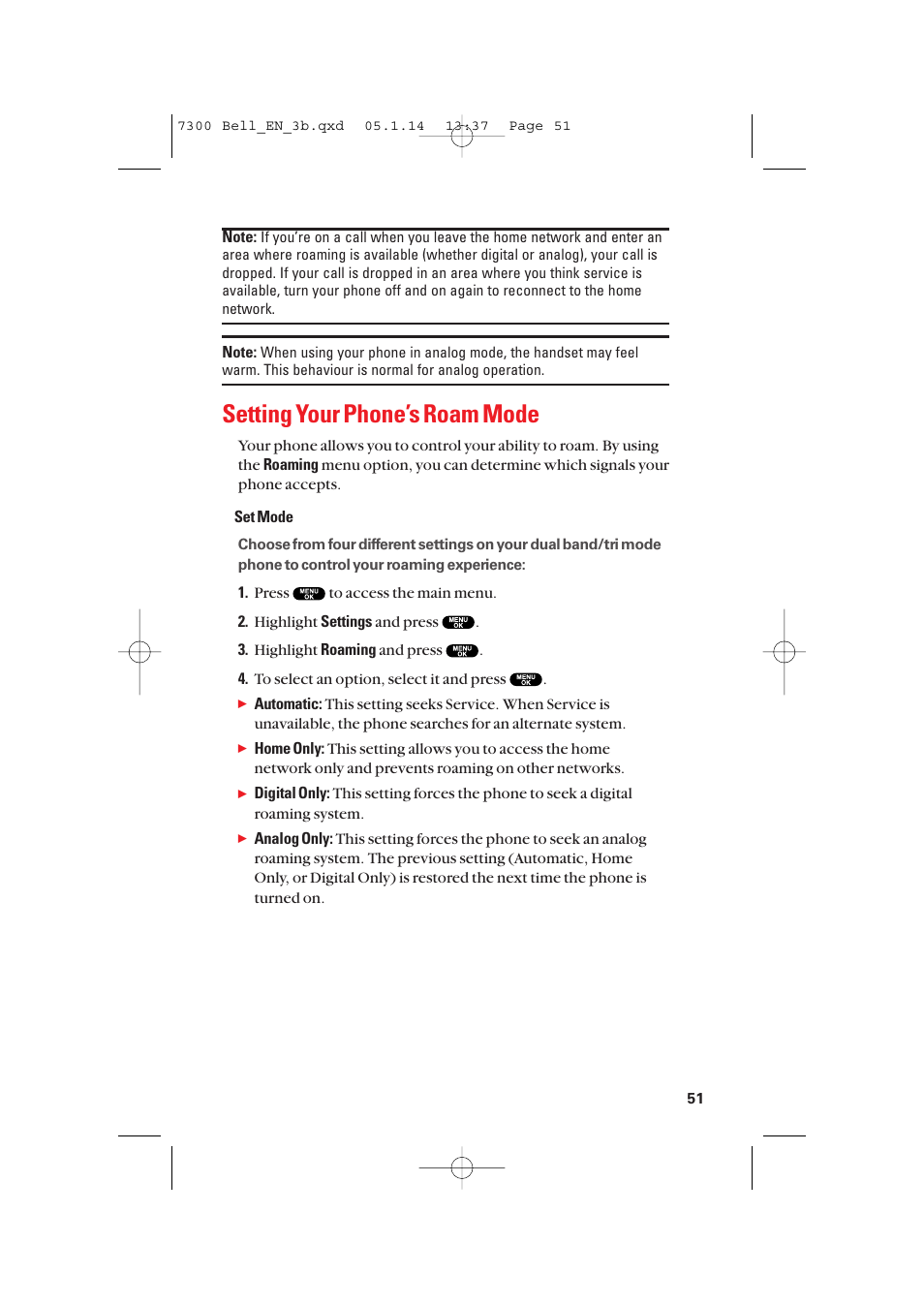 Setting your phone’s roam mode | Sanyo SCP-7300 User Manual | Page 59 / 161