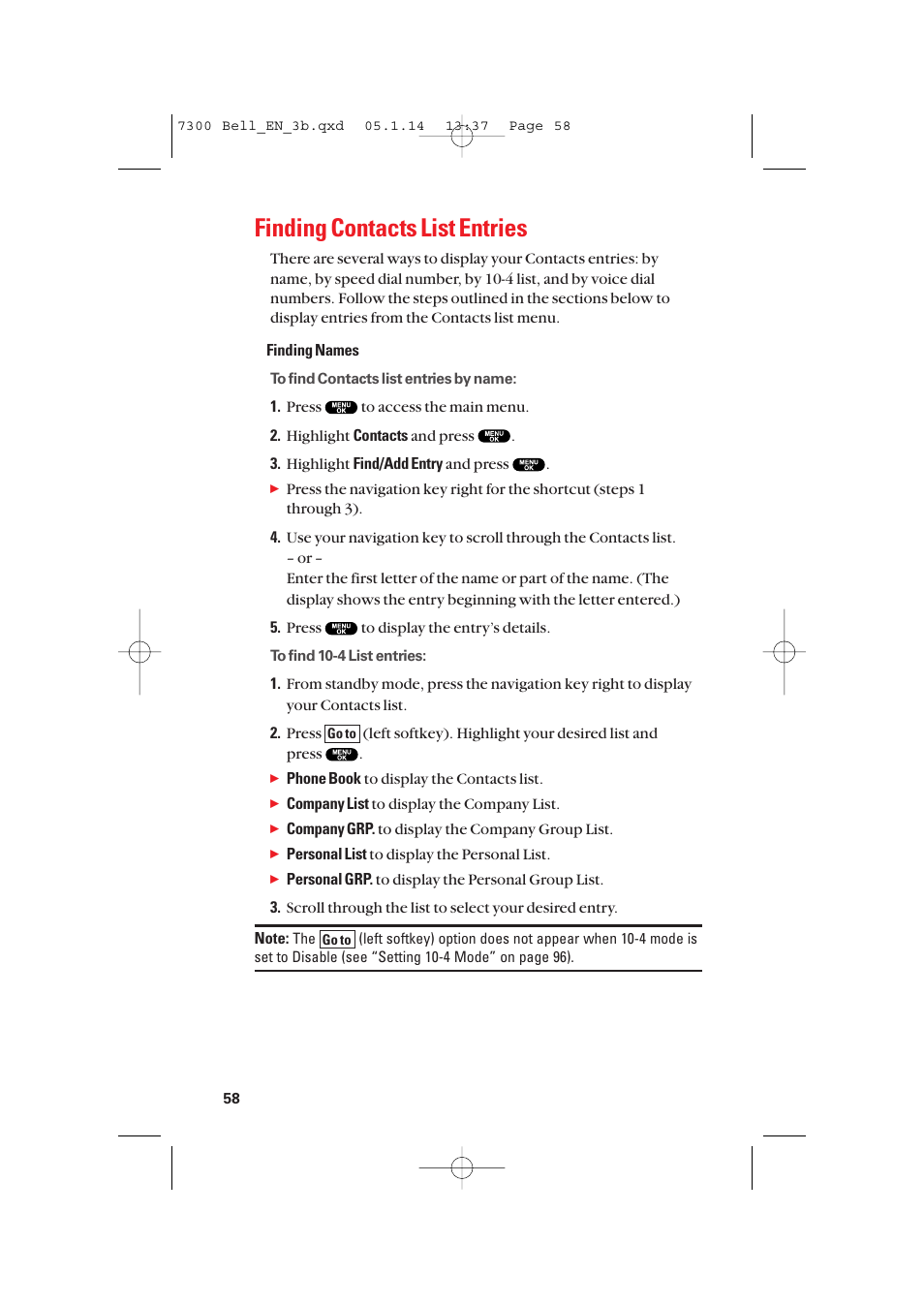 Finding contacts list entries | Sanyo SCP-7300 User Manual | Page 66 / 161