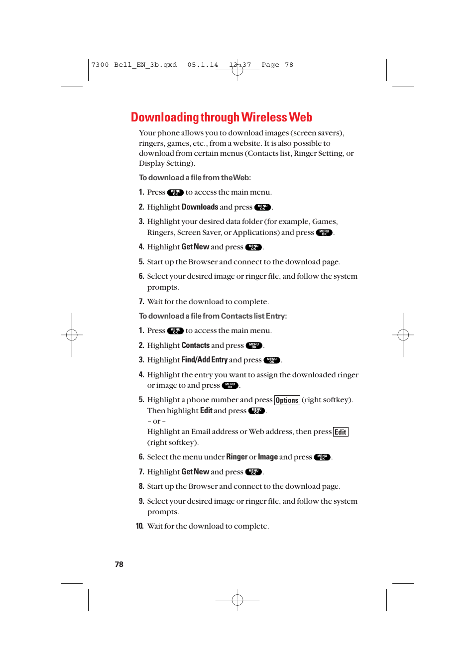 Downloading through wireless web | Sanyo SCP-7300 User Manual | Page 86 / 161