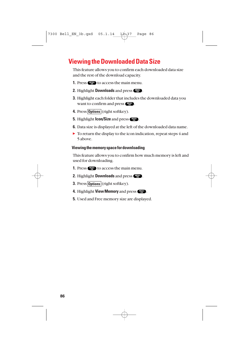 Viewing the downloaded data size | Sanyo SCP-7300 User Manual | Page 94 / 161