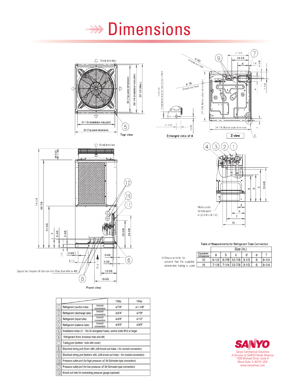 Dimensions | Sanyo ECO-i WCHDZ32053 User Manual | Page 2 / 2