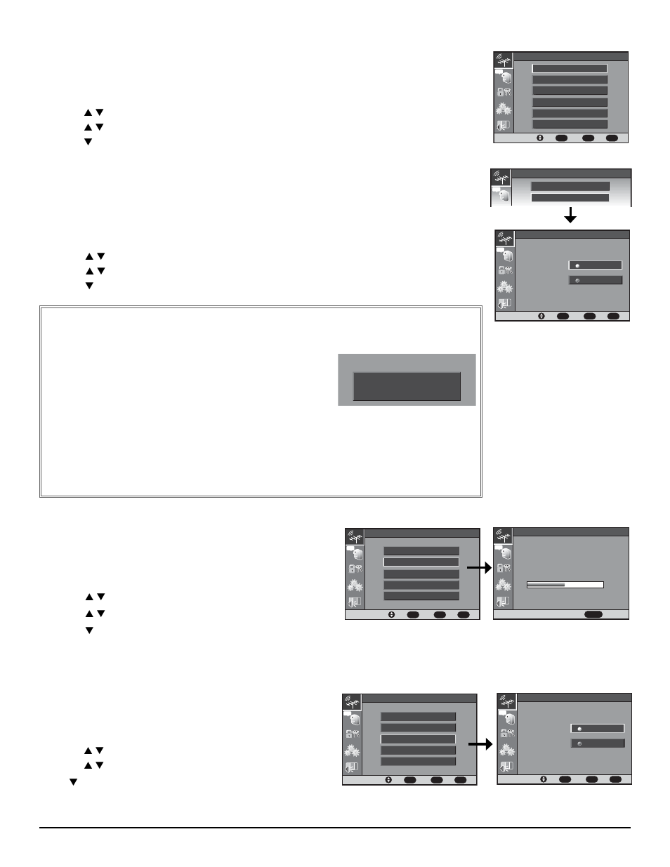 Channel search, Digital cable search (optional), Digital add-on search | Antenna selection | Sanyo HT27744 User Manual | Page 17 / 72