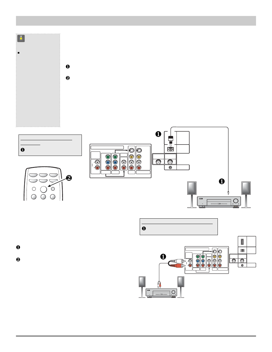 Conexiones audio, Información rápida, Lo que usted necesita para las conexiones | Cable de audio – 1, Cable óptico digital | Sanyo HT27744 User Manual | Page 33 / 72