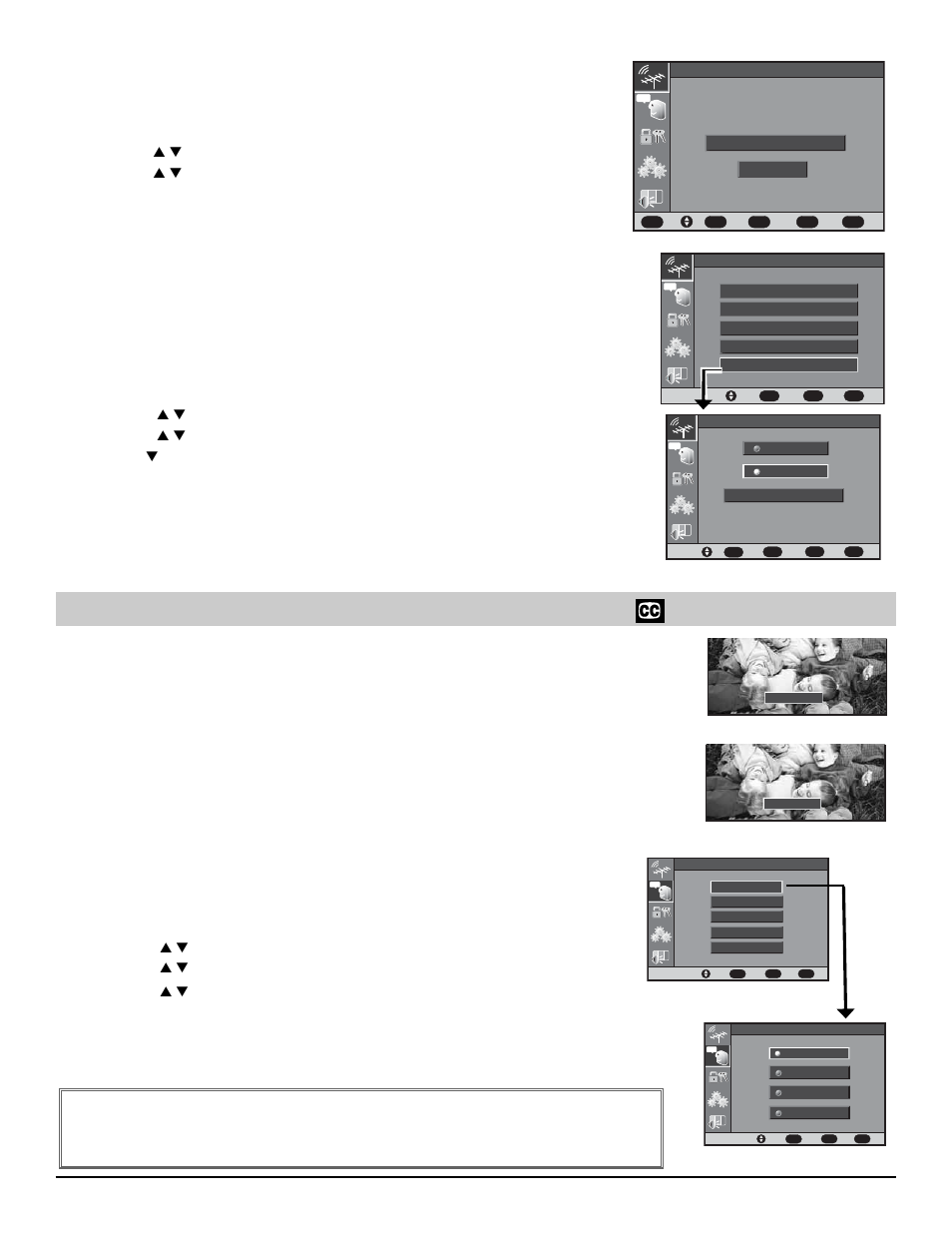 Transmision captada (closed-caption), Canal inicial, Sub-menu | Antena digital 06-1, Agregado | Sanyo HT27744 User Manual | Page 41 / 72