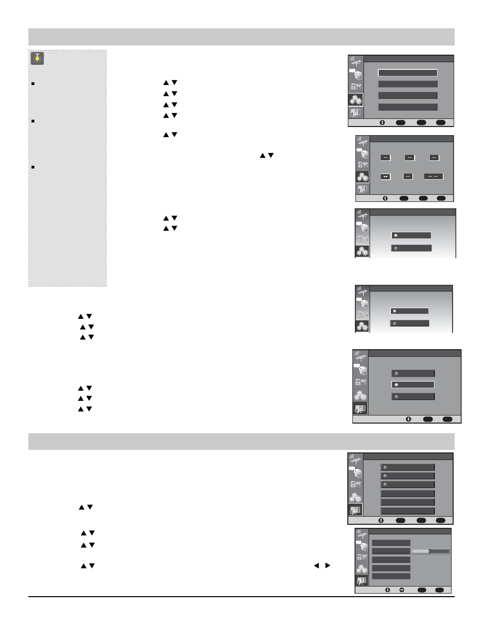 Ajustes del menú ajustes de imagen/sonido, Información rápida, Ajustando el reloj manualmente | Salida de audio digital, Bocinas del tv, Menú de lenguajes | Sanyo HT27744 User Manual | Page 43 / 72