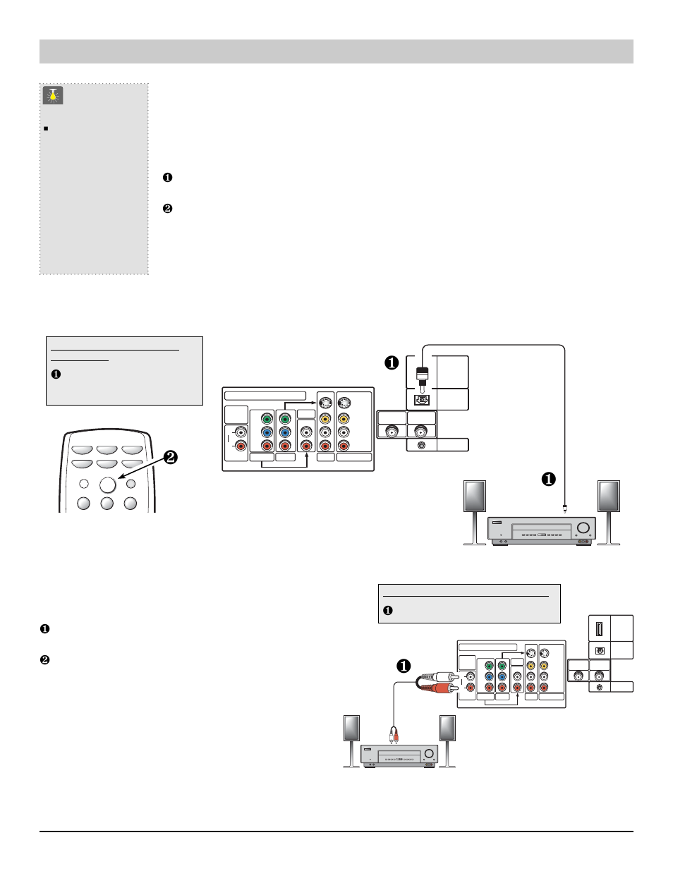 Branchements audio, Conseils, Câble numérique audio optique – 1 | Câble audio – 1 | Sanyo HT27744 User Manual | Page 56 / 72