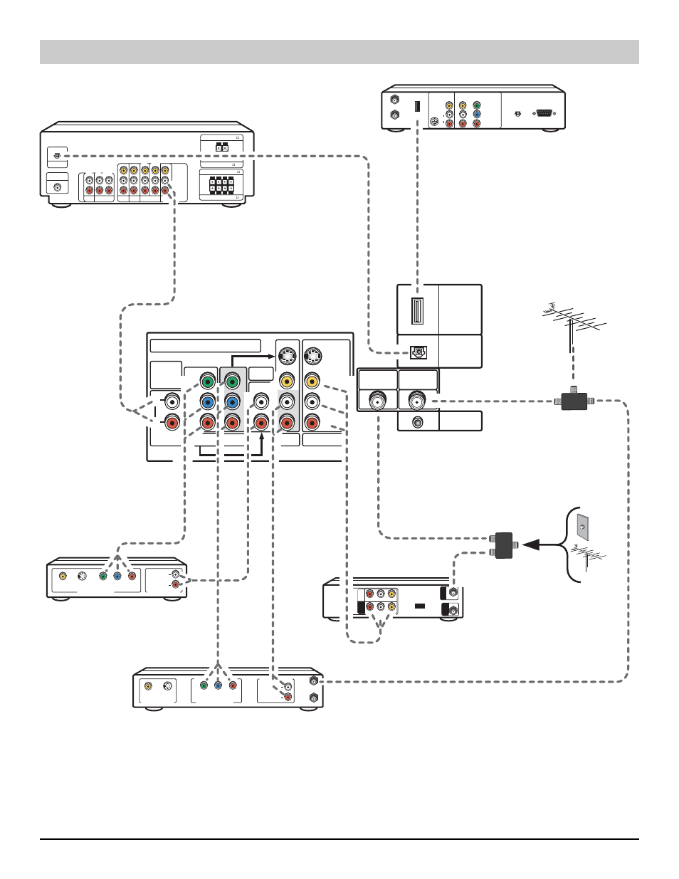 Branchements typiques pour un cinéma maison, Antenne numérique, Câble analogique ou antenne vhf/uhf | Répartiteur, Lr y | Sanyo HT27744 User Manual | Page 57 / 72