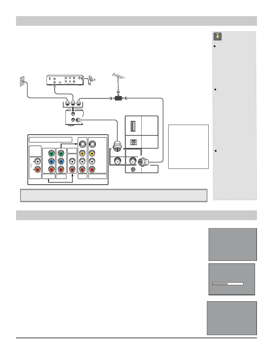 Setting up the tv signal connection, Quicktips | Sanyo HT27744 User Manual | Page 7 / 72