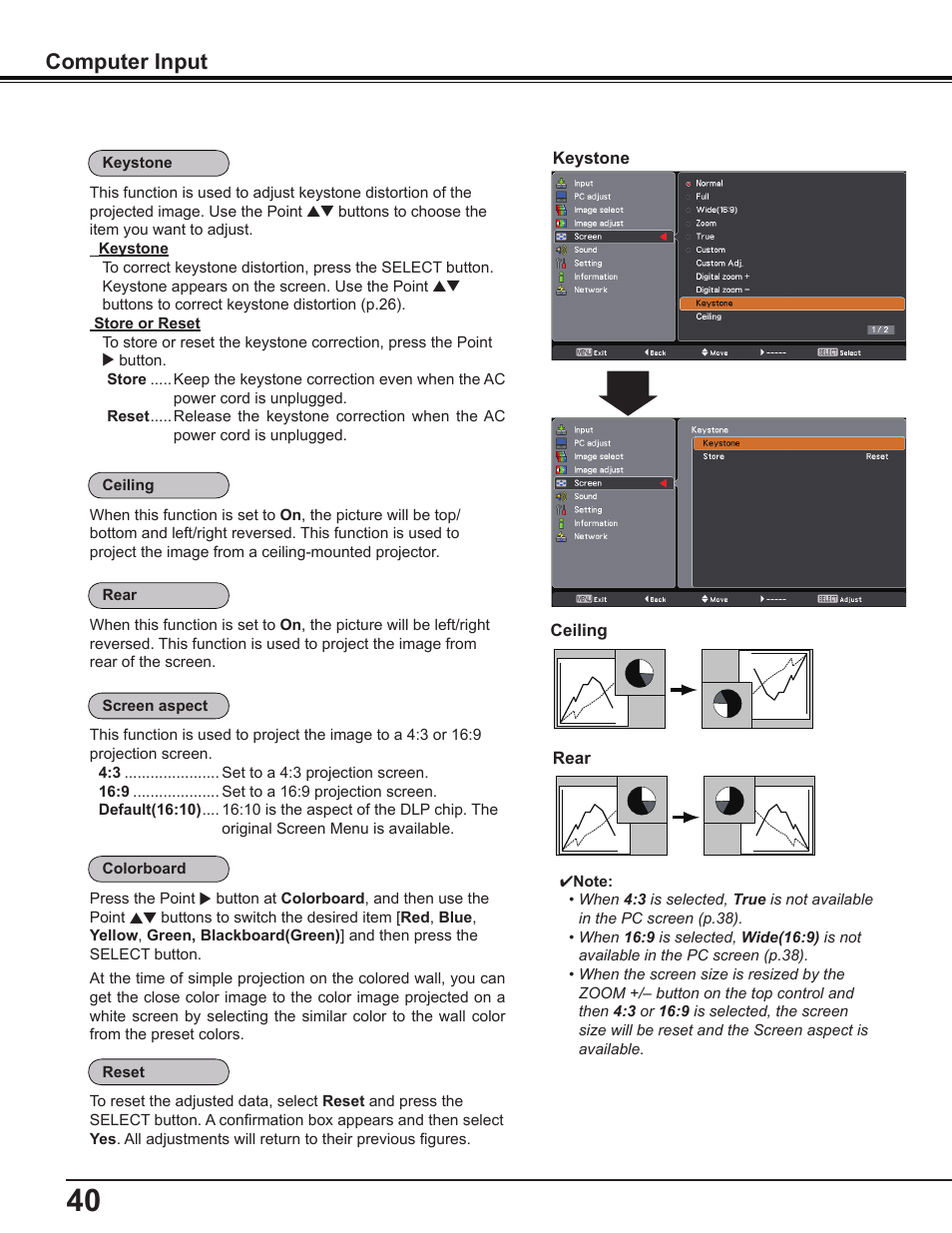 Computer input | Sanyo PDG-DWL2500 User Manual | Page 40 / 82