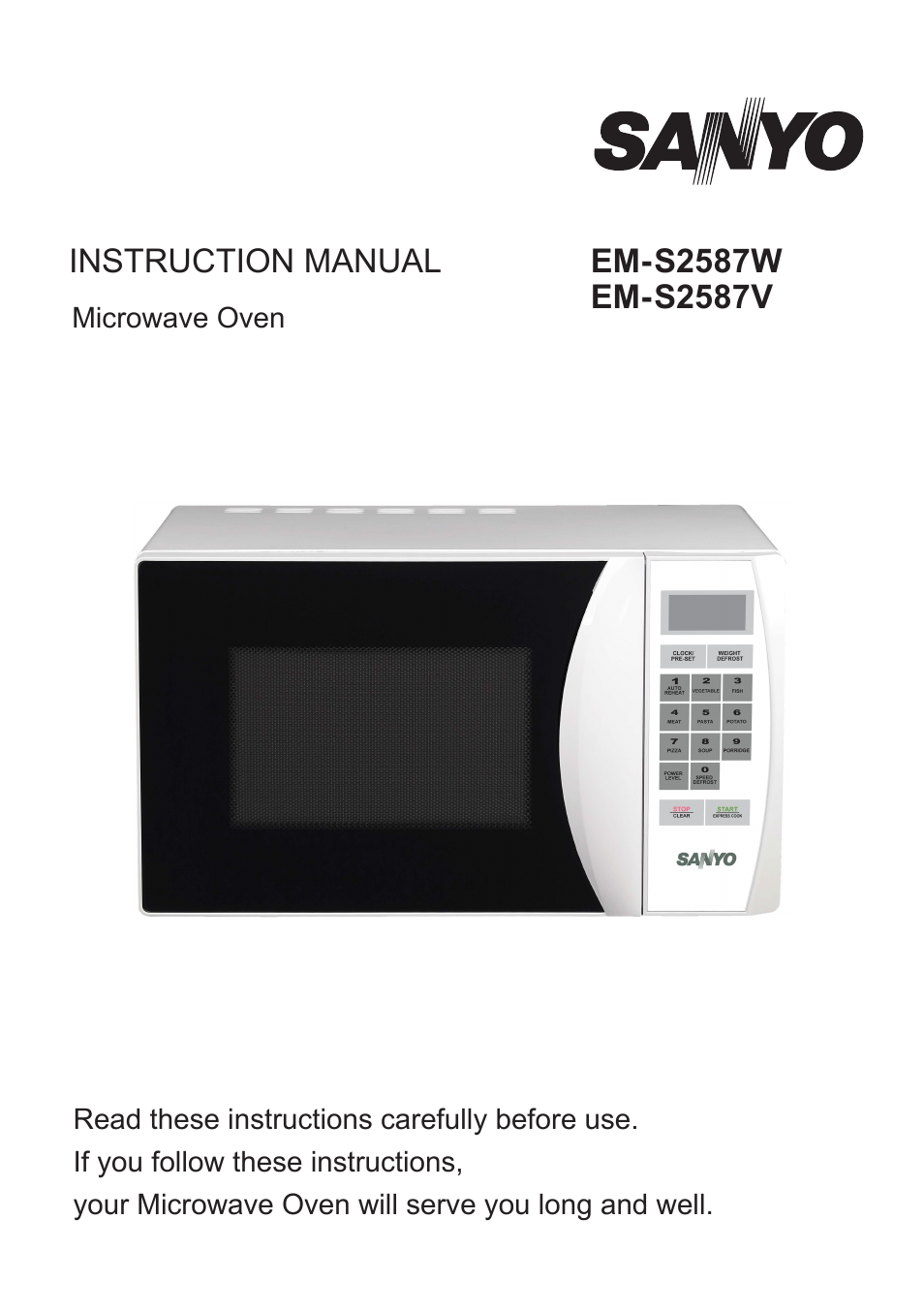 Sanyo EM-S2587V User Manual | 20 pages