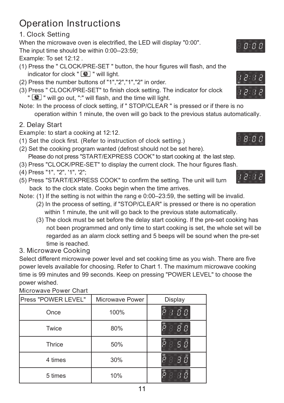 Operation instructions | Sanyo EM-S2587V User Manual | Page 13 / 20