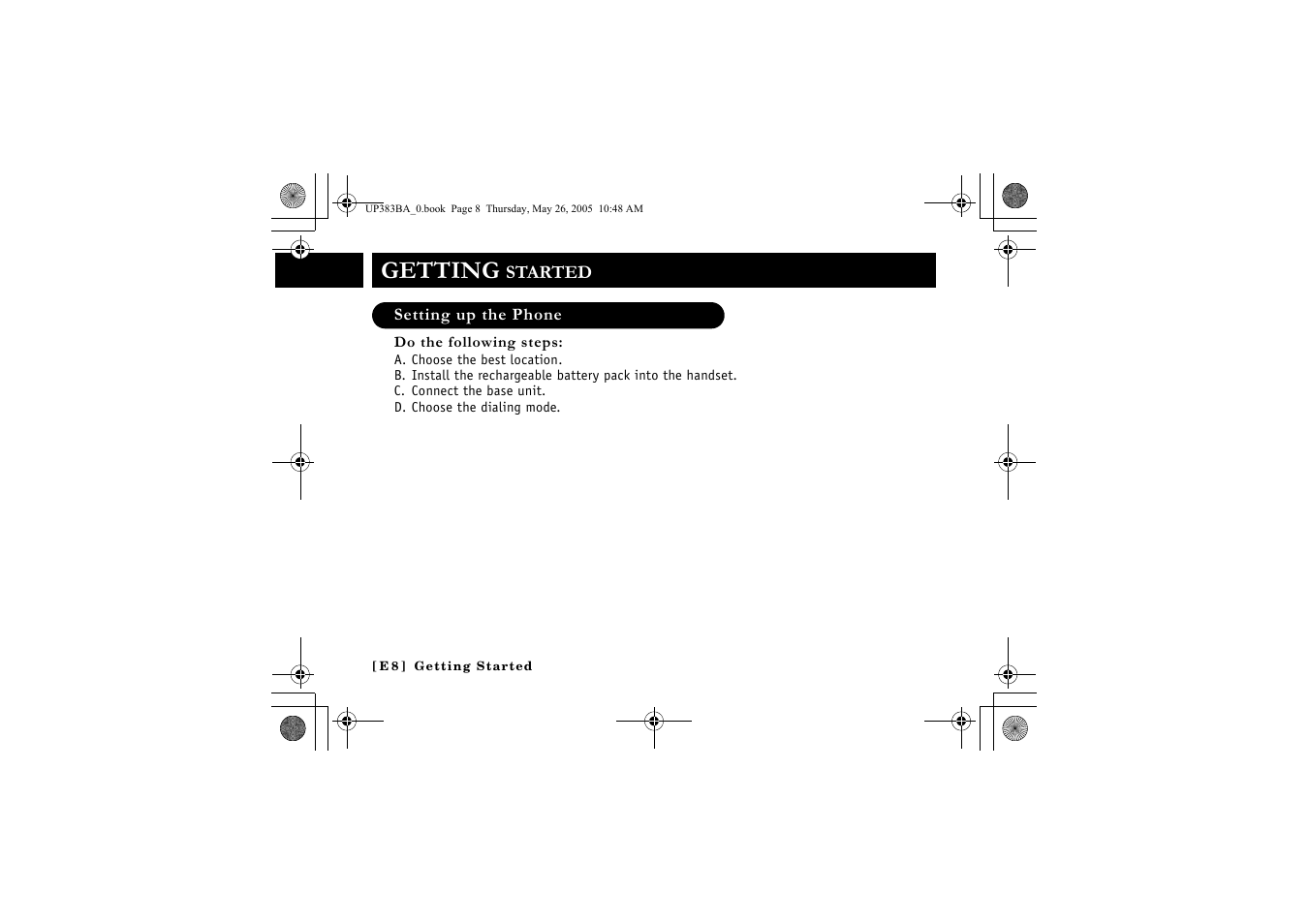 Getting | Sanyo CLT-E32 User Manual | Page 10 / 88