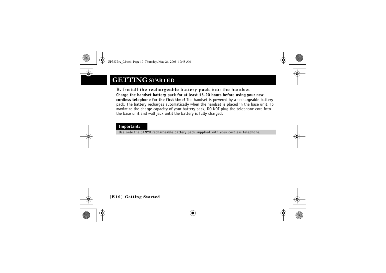 Getting | Sanyo CLT-E32 User Manual | Page 12 / 88