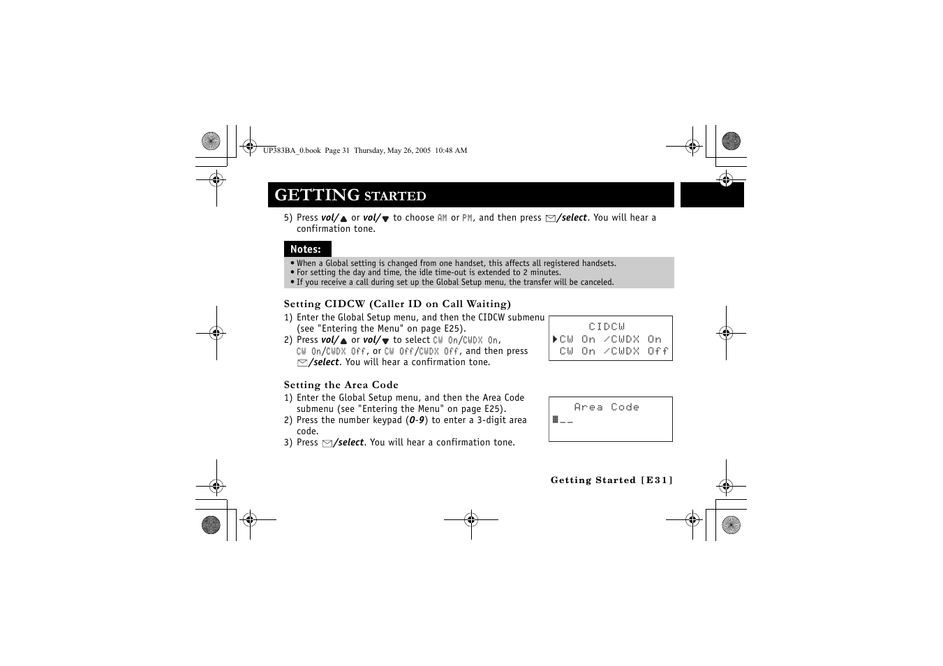 Getting, Started | Sanyo CLT-E32 User Manual | Page 33 / 88