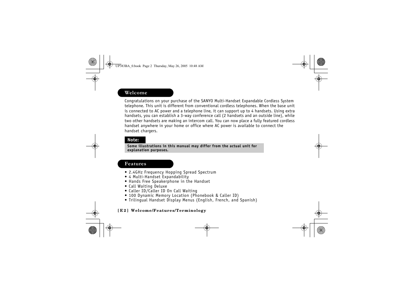 Welcome/features/terminology | Sanyo CLT-E32 User Manual | Page 4 / 88