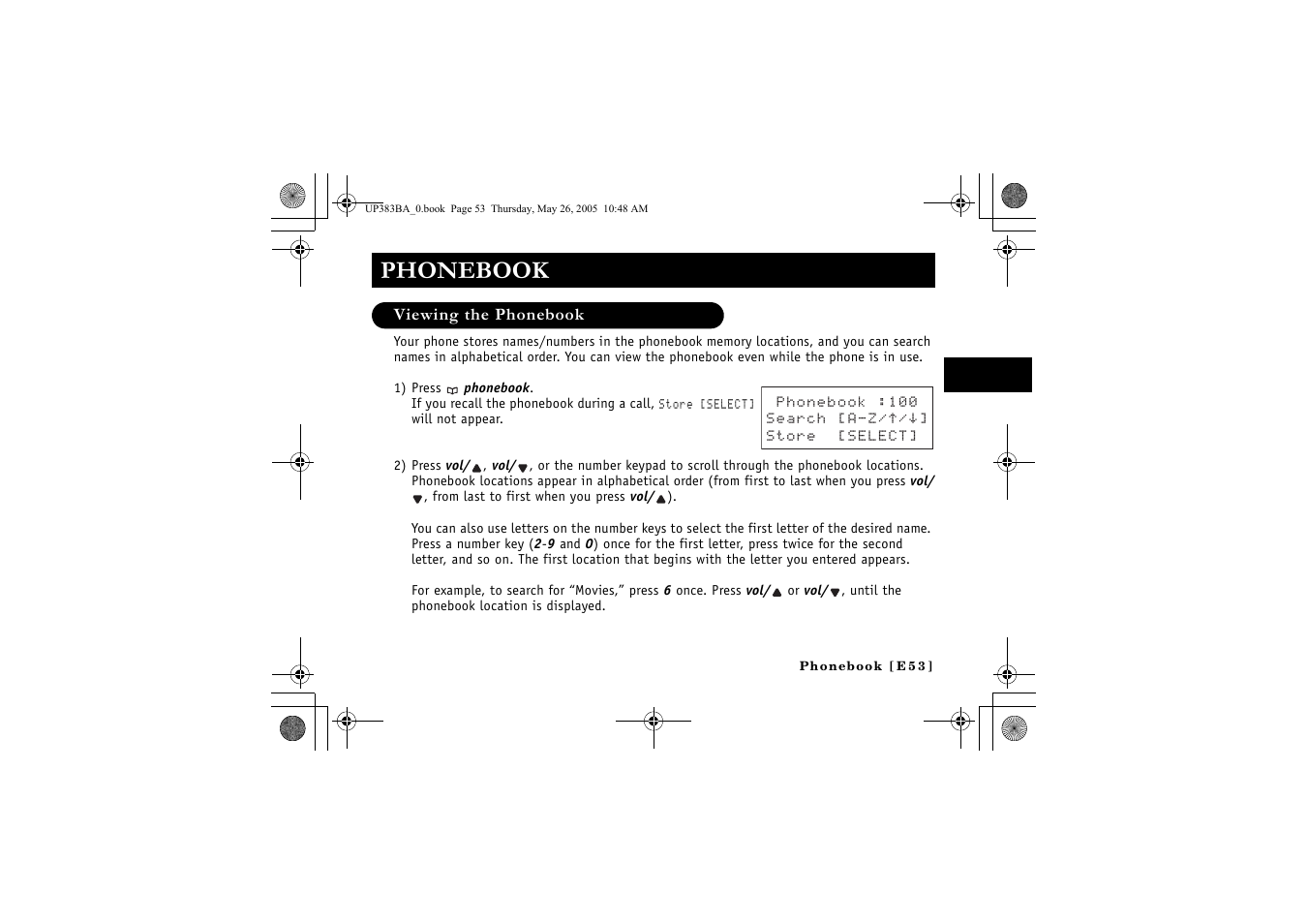 Phonebook | Sanyo CLT-E32 User Manual | Page 55 / 88