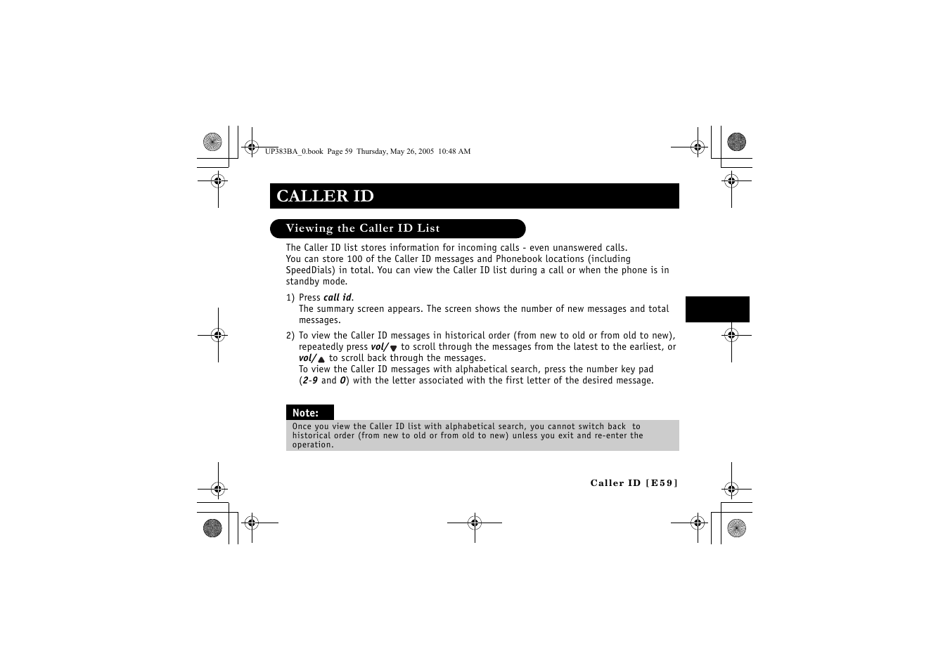 Caller id | Sanyo CLT-E32 User Manual | Page 61 / 88