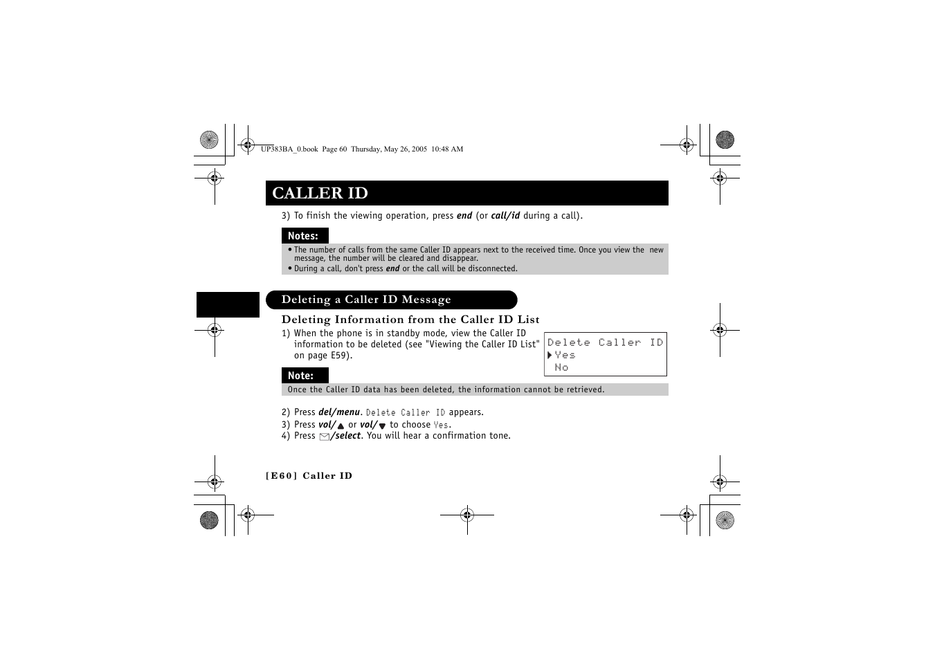 Caller id | Sanyo CLT-E32 User Manual | Page 62 / 88