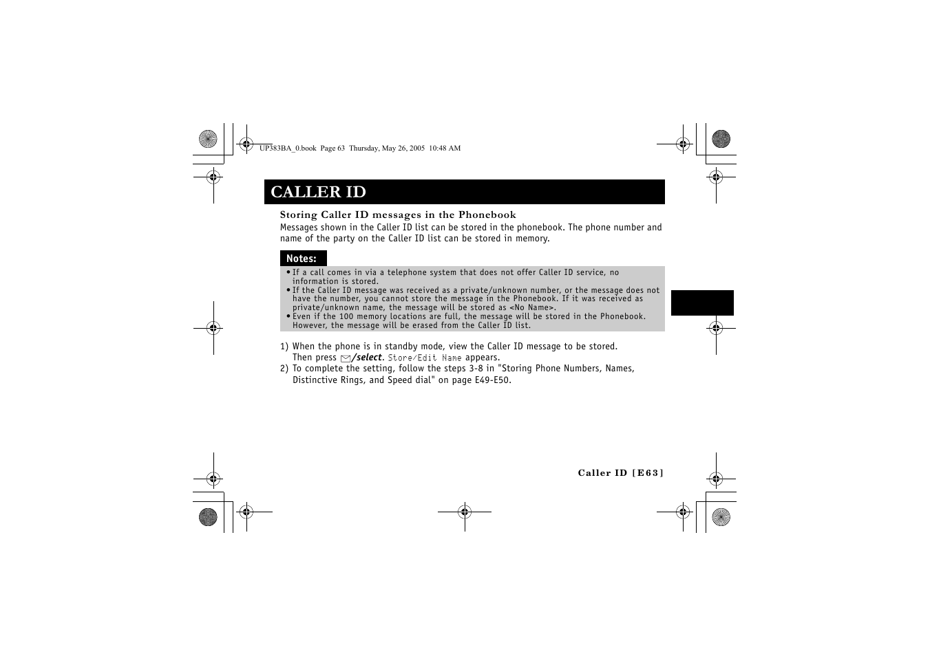 Caller id | Sanyo CLT-E32 User Manual | Page 65 / 88
