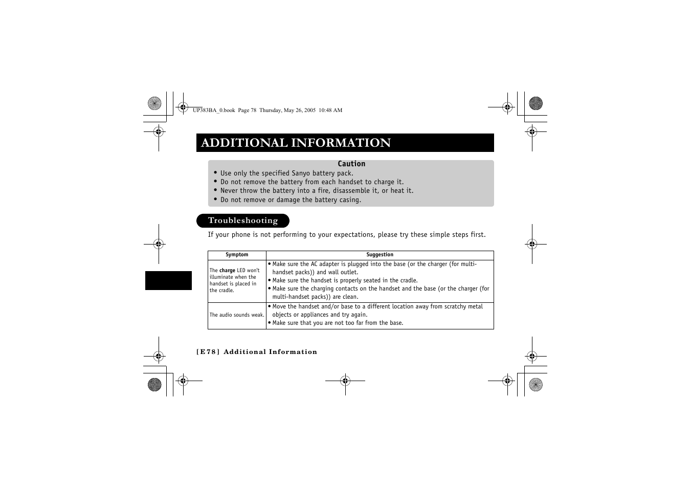 Additional information | Sanyo CLT-E32 User Manual | Page 80 / 88